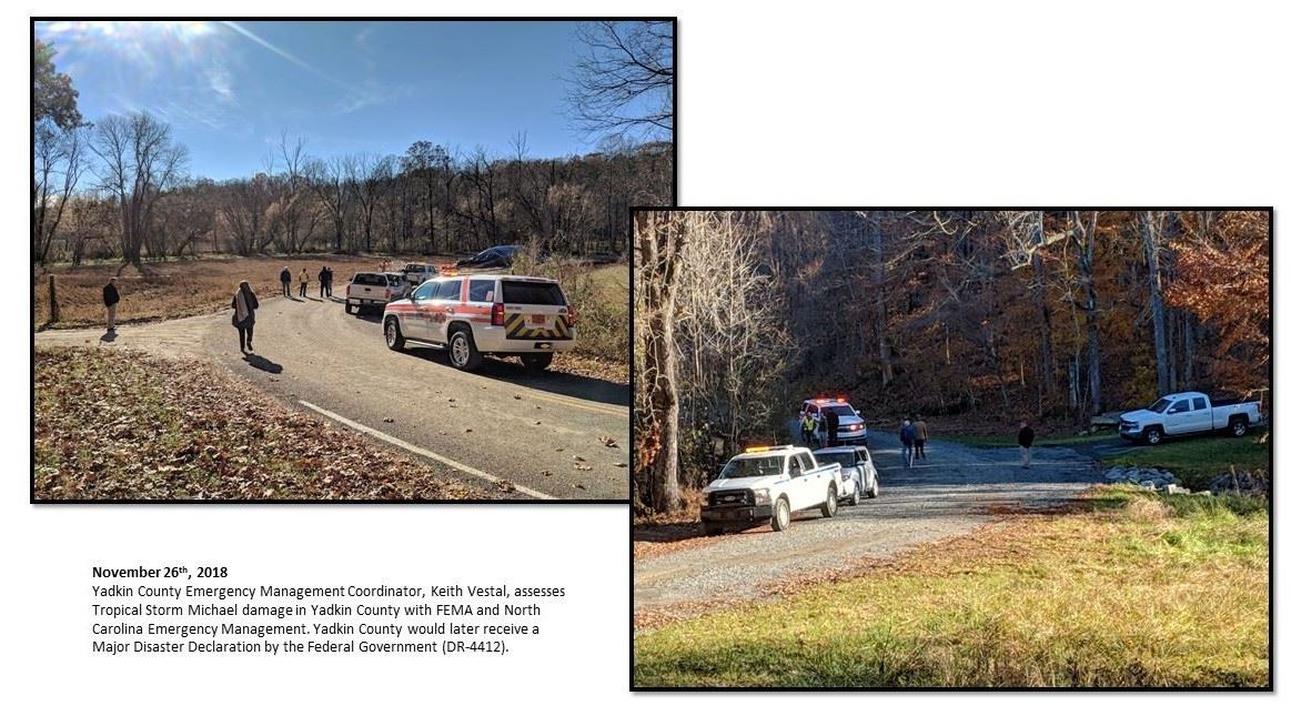 Emergency Management with State and Federal partners assessing damage from Tropical Storm Michael