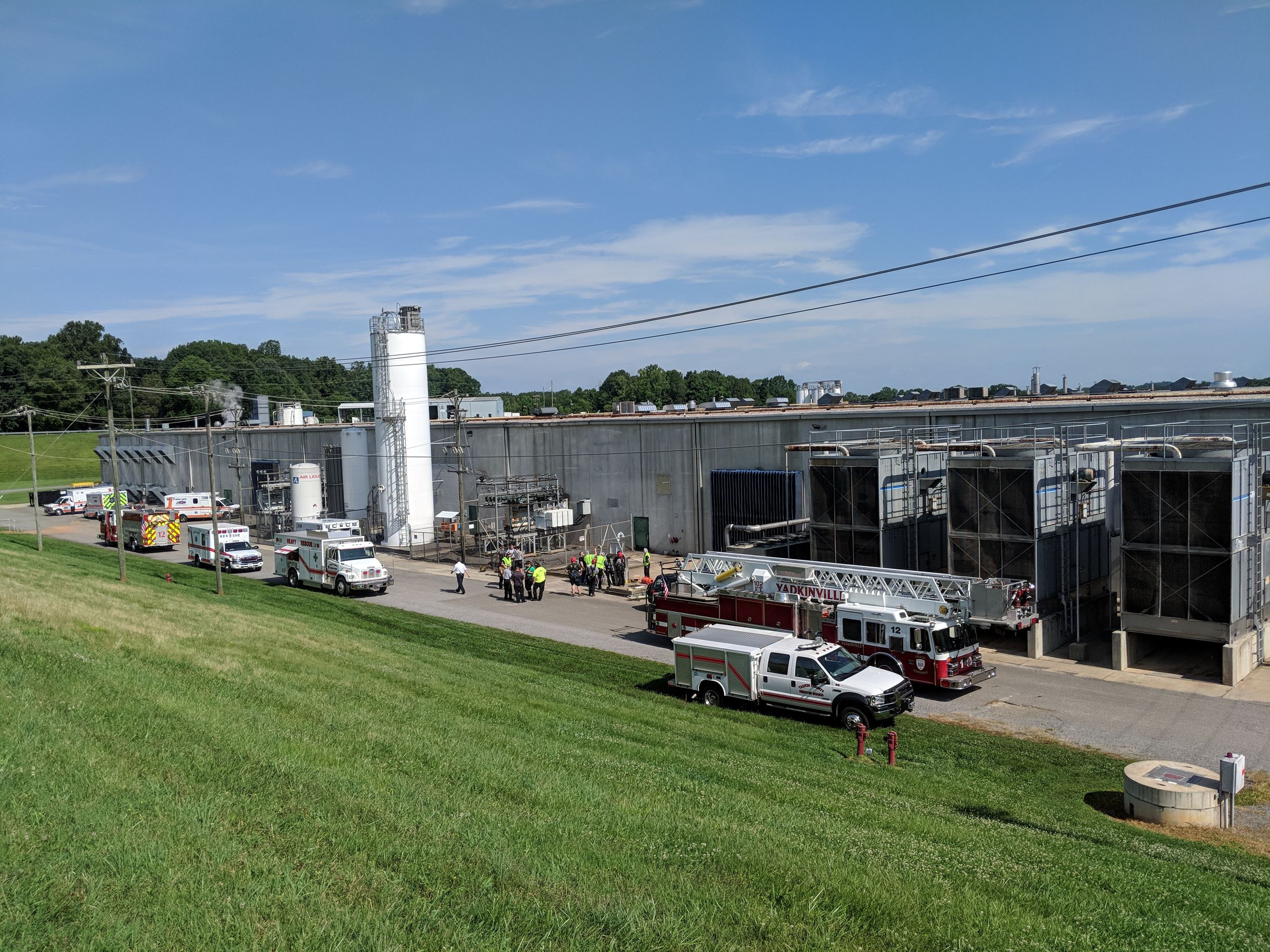 A drill is being conducted with EMS and county first responders