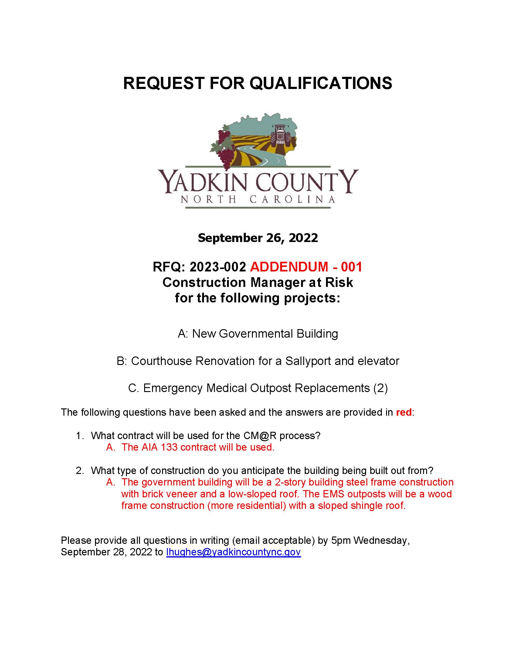 RFQ for CMR ADDENDUM - 0001