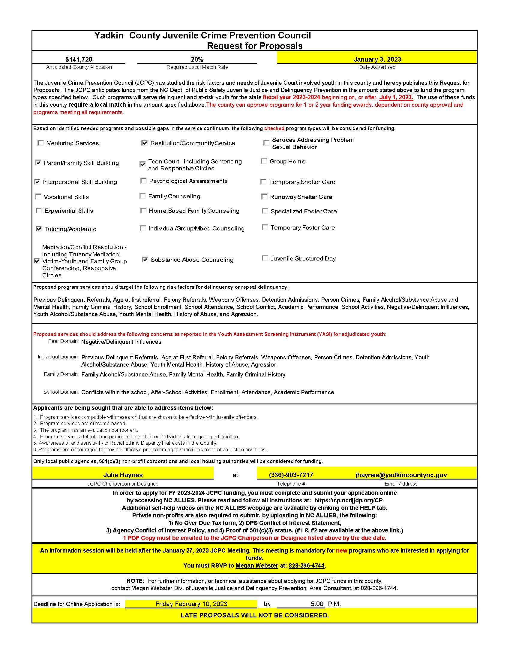 Copy of RFP Yadkin County FY 23-24